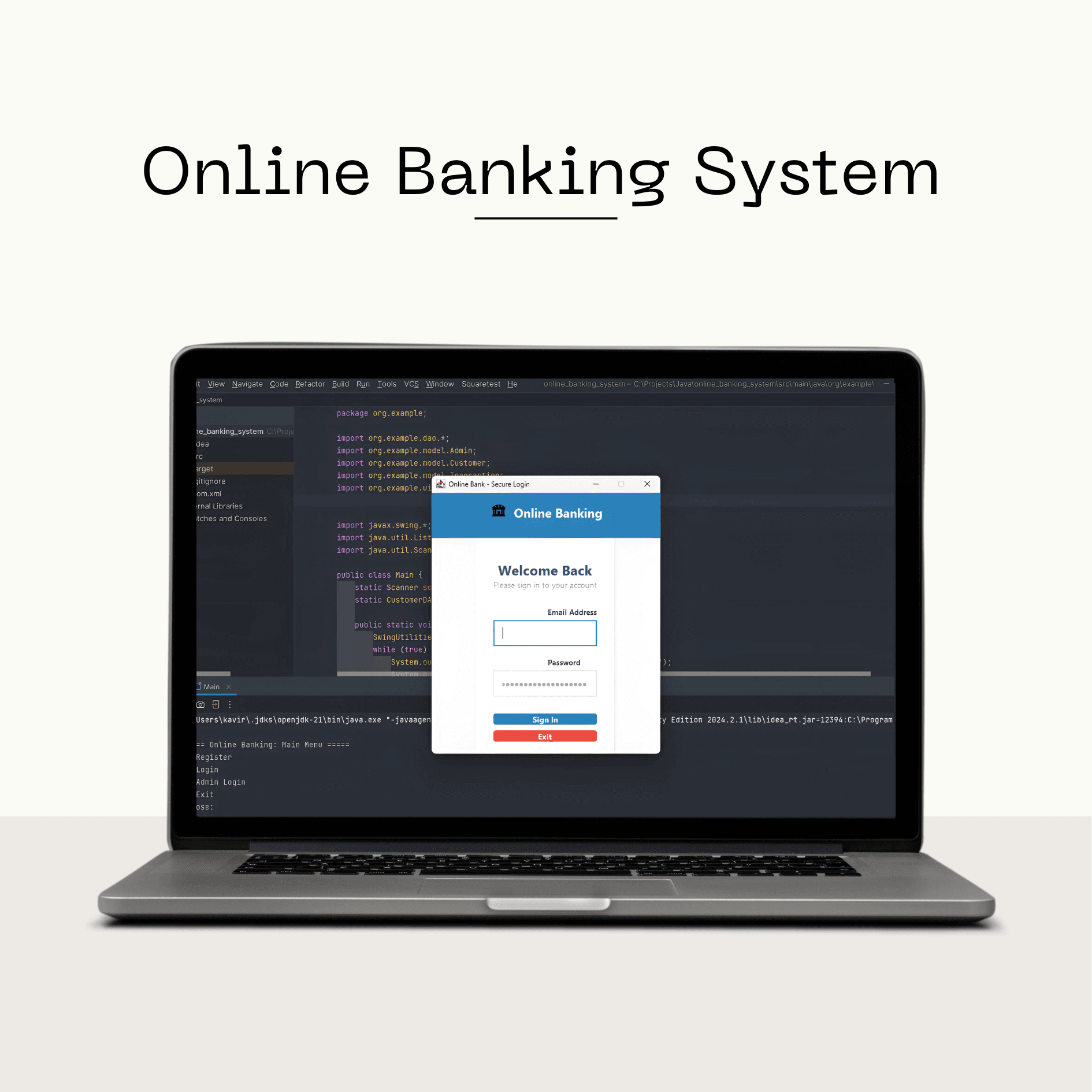 Screenshot of Online Banking System (Java) project