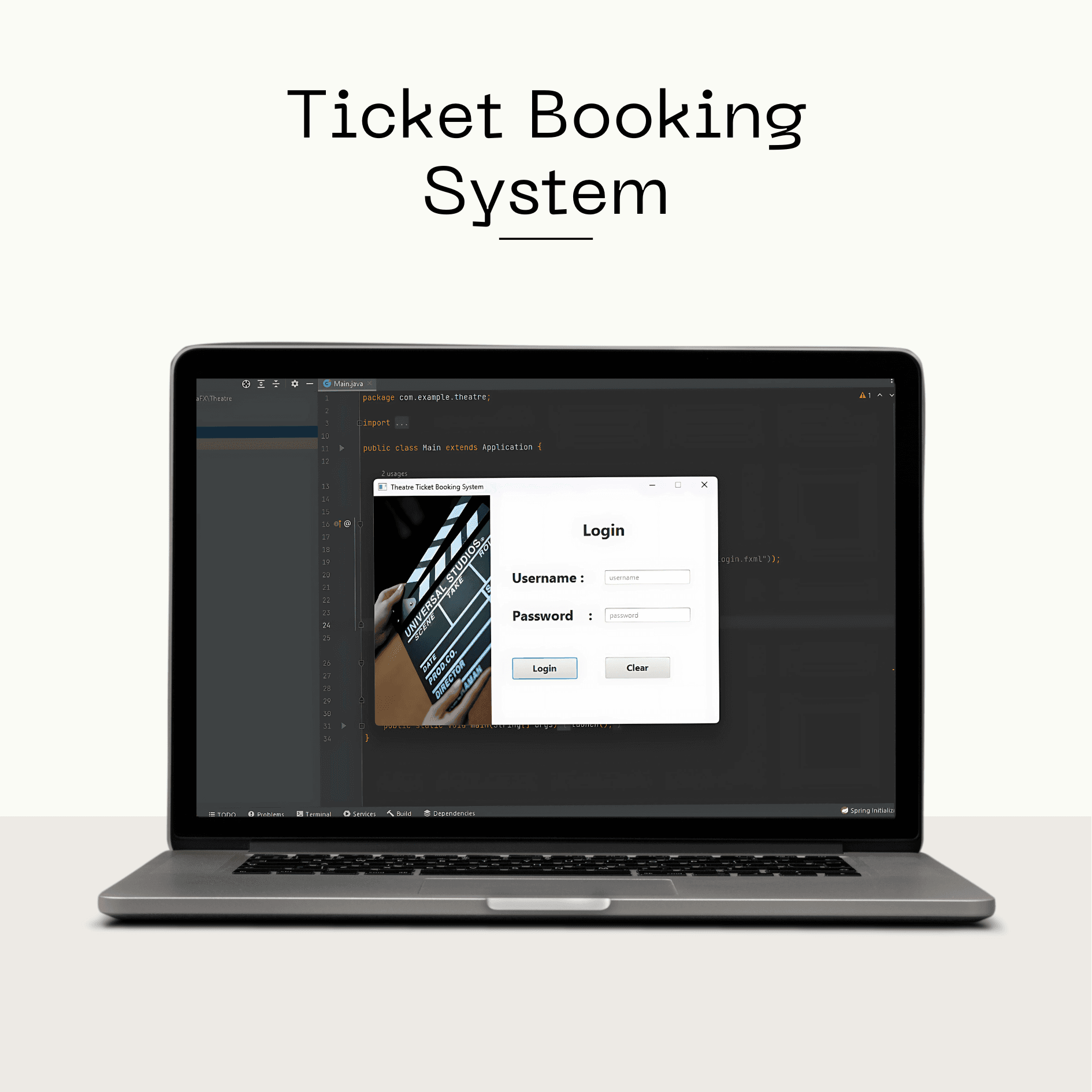 Screenshot of Theatre Ticket Booking System project