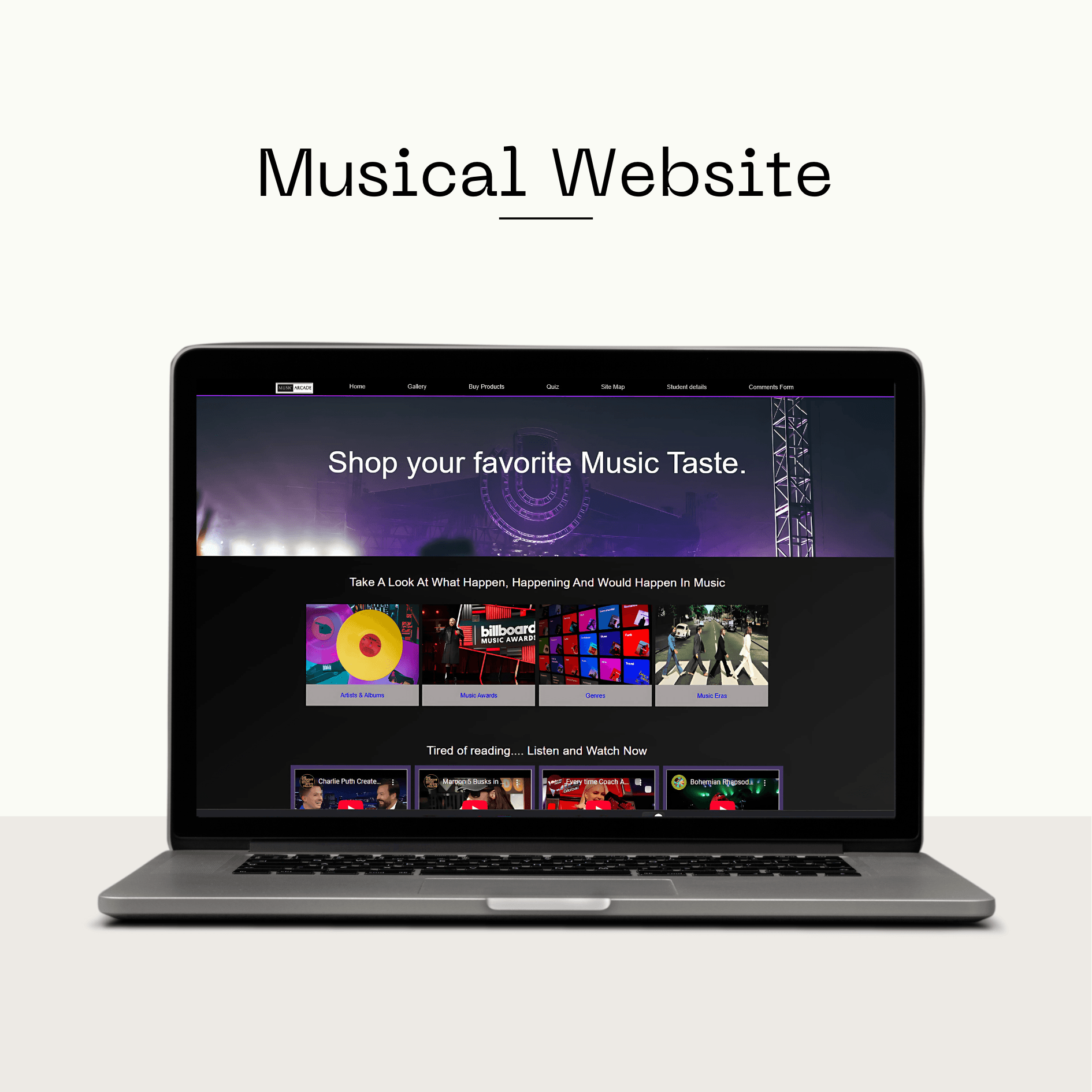 Screenshot of Responsive Music-Themed Website project