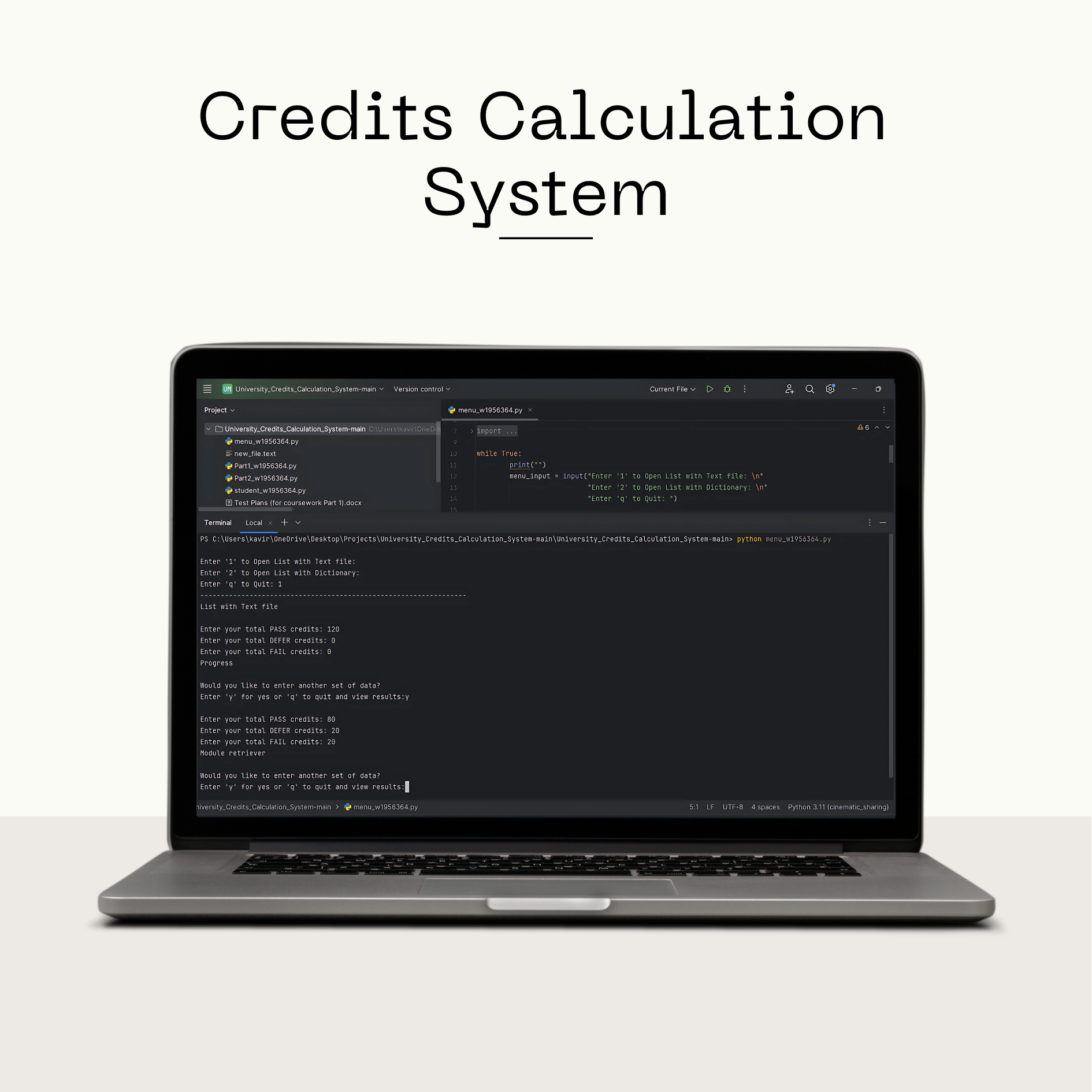 University Credits Calculation System